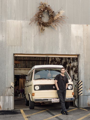 Florist Spencer Falls with his VW van