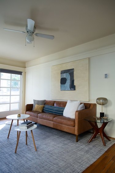 living room with ceiling fan