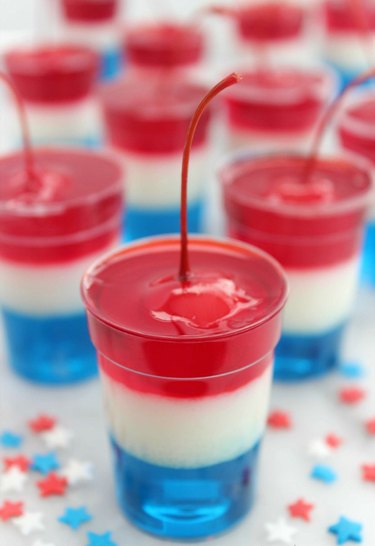 Red, white and blue-stacked Jell-O shots
