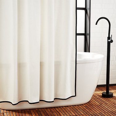 cb2 black and white bathroom shower curtain idea