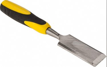 Wood chisel with plastic handle.
