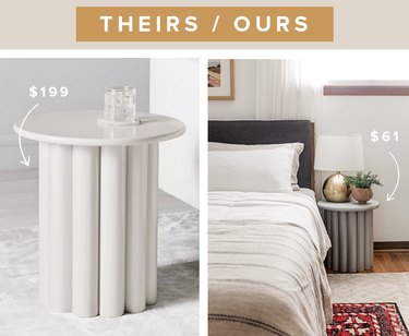 This DIY look-a-like West Elm side table cost less than half of the price of the inspiration piece!
