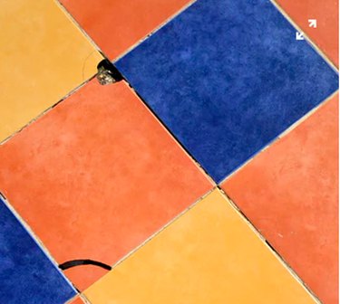 Multicolored damaged tiles.