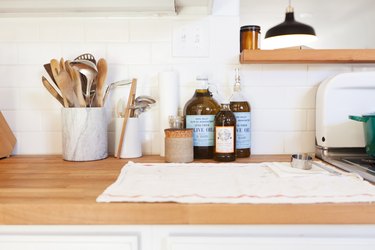 Kitchen utensils on counter