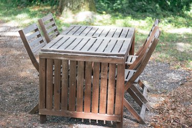 wooden table and chairs