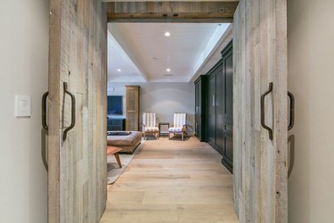 rustic wood basement door ideas