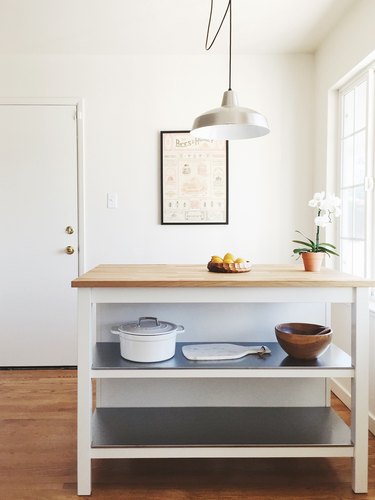 small kitchen organization idea with island that has storage