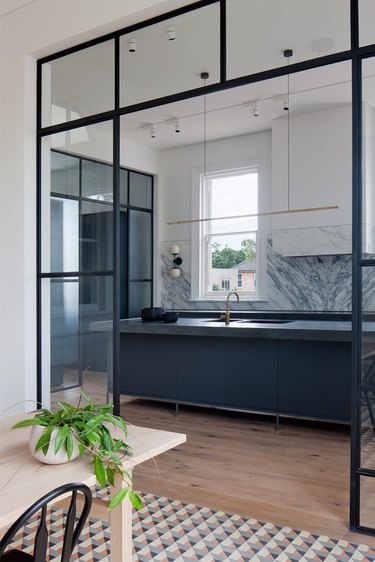 kitchen with blue basalt countertop