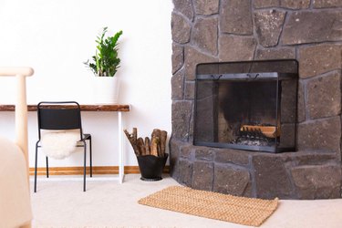 Modern and rustic meet in the family room.