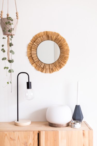 DIY Raffia Tasseled Mirrors