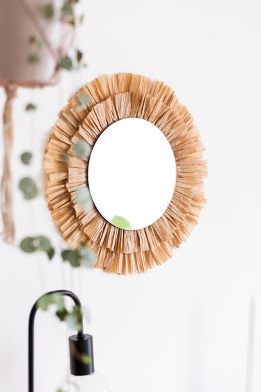DIY Raffia Tasseled Mirrors