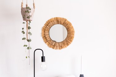 DIY Raffia Tasseled Mirrors