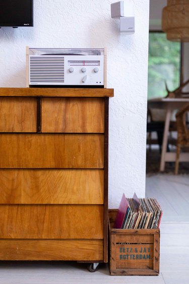 Vintage dresser and vinyl.