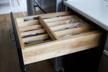 small kitchen organization idea silverware drawer with two trays