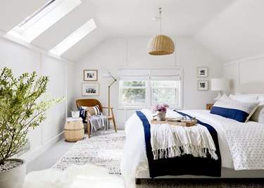 white attic bedroom with contemporary attic bedroom lighting ideas