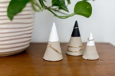 Store your jewelry loud and proud with DIY Faux Concrete Jewelry Cones.