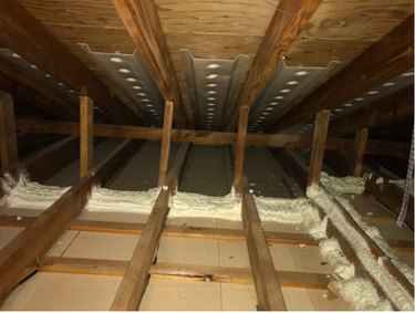 Spray foam insulation in the attic.