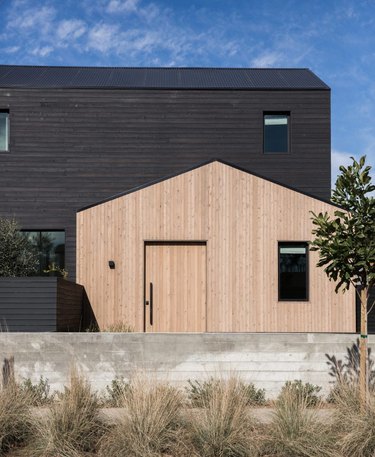 black and wood exterior house colors