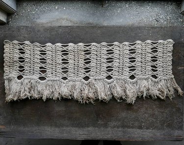 Vintage Victorian crochet with macrame fringe.