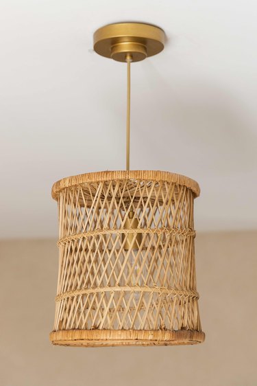 Pendant lamp made from a vintage basket.