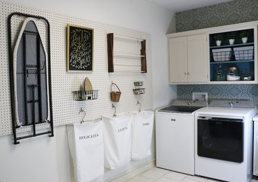 storage pegboard in laundry room