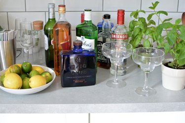 Bar area with cocktail glasses