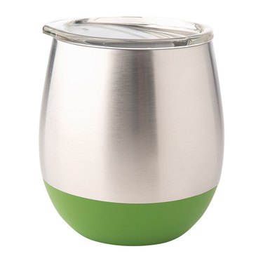 stainless steel tumbler with green bottom