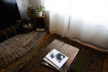 An old chest was converted to a coffee table.