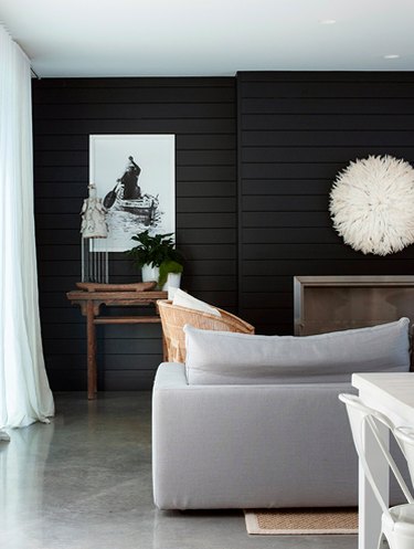 Black shiplap walls