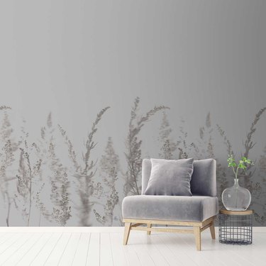 gray wallpaper and gray chair