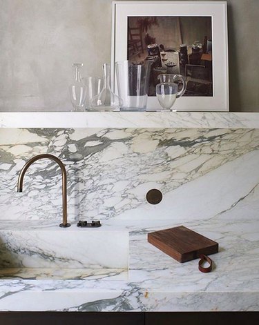 Integrated marble sink
