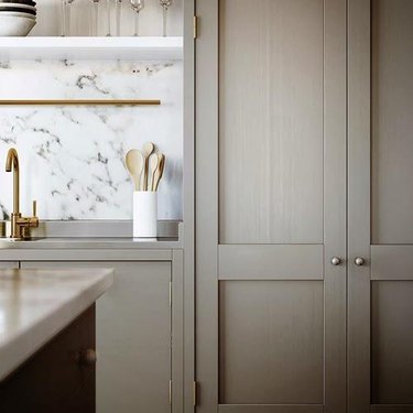 Greige and marble kitchen