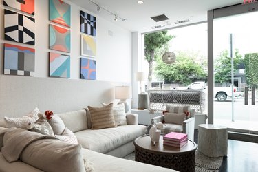 store space with artwork and couch