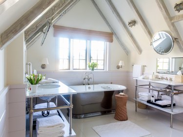 attic bathroom ideas with double sinks