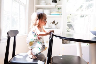 Daughter at kitchen table