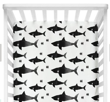 Black and White Shark Crib Sheet