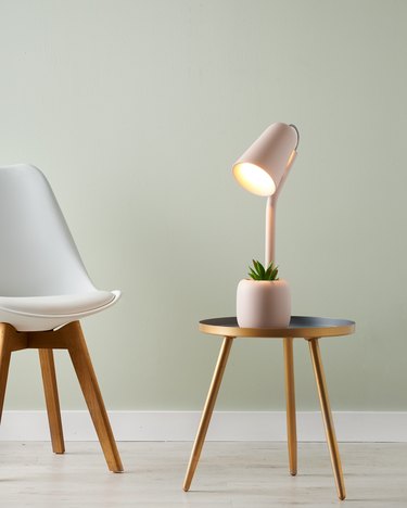 table lamp near chair