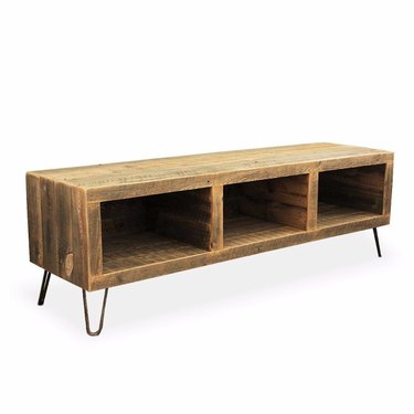 Mid century modern reclaimed wood entertainment console