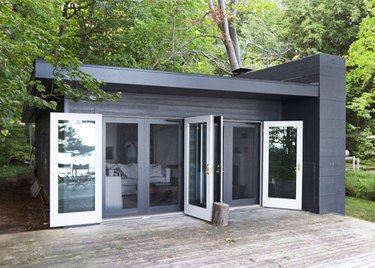 simple black modern cabin with white interior paint