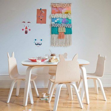 play table and play chairs in child's bedroom