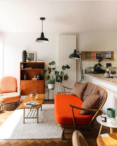 vintage midcentury modern furniture in living room