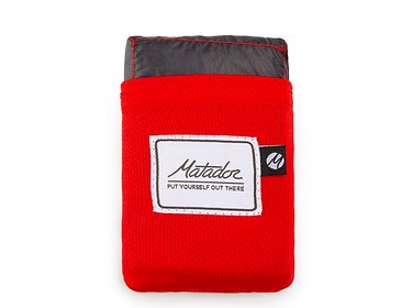 Red pouch with blanket