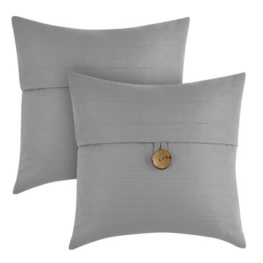 Better Homes & Gardens Feather Filled Banded Button Decorative Throw Pillow (2 pack), $24.92