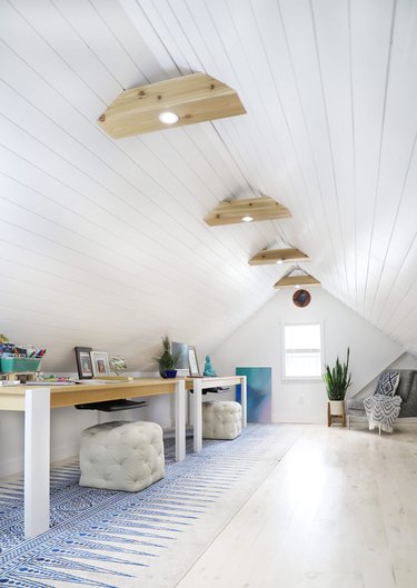 white finished attic idea for home office