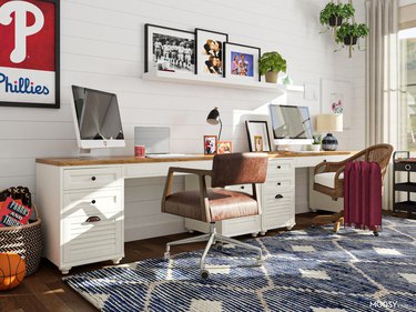 two desks in farmhouse-style office