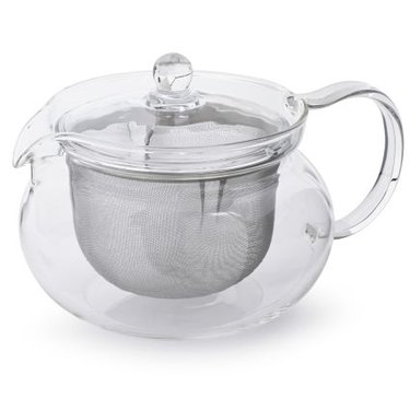 glass teapot with stainless steel strainer