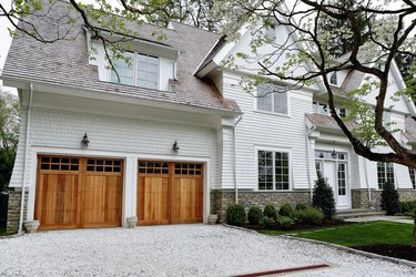 Exterior Garage Lighting on traditional exterior with double garage and sconce lighting