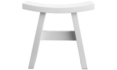 white wooden accent stool
