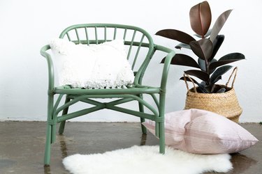 Green Room Ideas with Rattan chair painted green