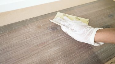 Sanding faux weathered wood finish